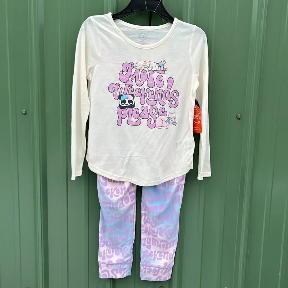 Long Sleeve Top with Jogger Pants Pajama Lounge Sleep 2pc Set 2-Pack Size M